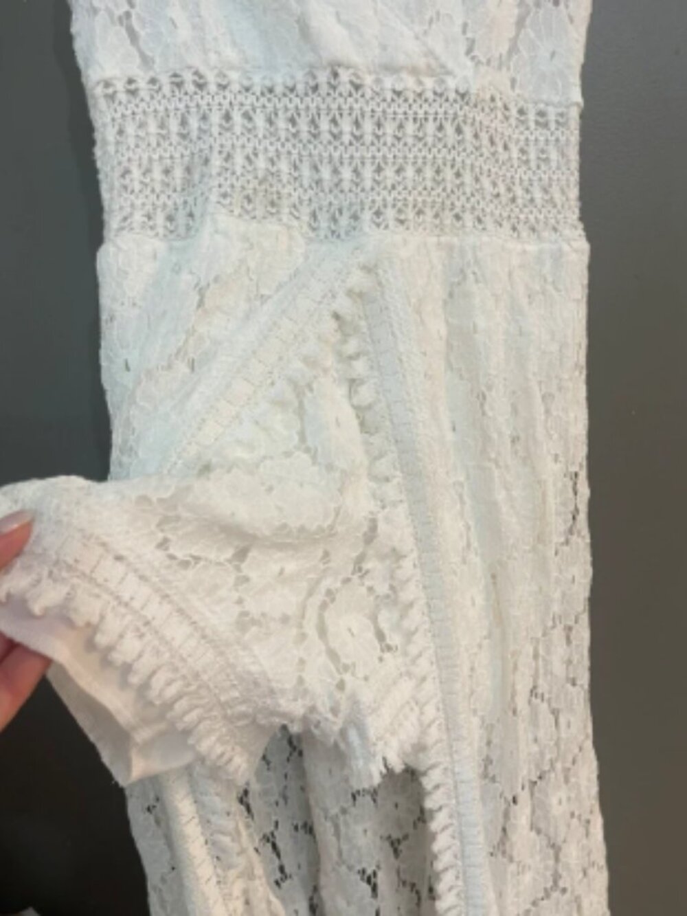 CUPSHE Thin Straps Ruching Smocking Lace Jumpsuit Romper M White - Picture 8 of 8